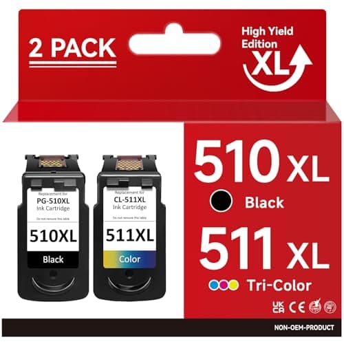 Image of 510 511 Ink Cartridges, PG-510 Black CL-511 Colour Replacement for Canon 510 and 511 Ink Cartridges, Printer Ink 510 511 XL Compatible with Canon Pixma MP480 MP250 MX410 MP495 MP280 MP490