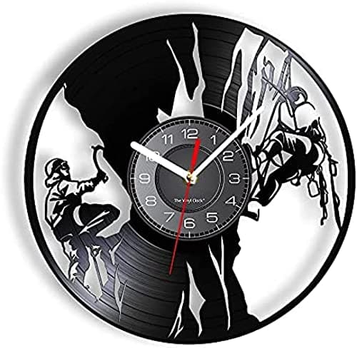 Image of AVJERA Vinyl Record Wall Clocks Rock Climbing Vinyl Album Re-purposed Record Clock Climb Mountain Extreme Outdoor Sports Retro Wall Watch Climbers Gift Clock Gifts
