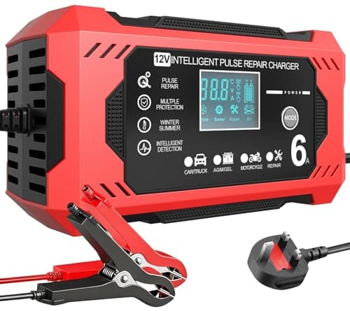 Image of Aibeau Car Battery Charger & Maintainer 6A 12V Smart Battery Charger with LCD Display - For Car, Motorcycle & AGM Batteries