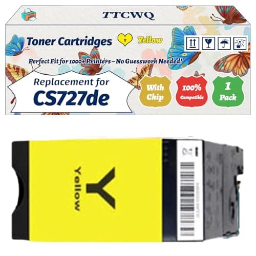 Image of Compatible for Lexmark CS727de Toner Cartridges Work for Lexmark CS727de CS728de CX727de Printers, with Chip, High Yield 13000 Pages, High-Definition Printing (1 Pack Yellow)