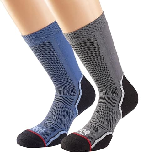 Image of 1000 Mile Unisex Twin Pack Trek Walking Socks, Navy/Charcoal, Men s Medium UK 6-8.5