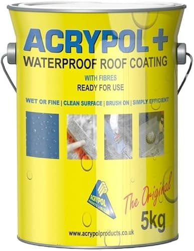 Image of ACRYPOL+ Waterproof Roof Coating with Fibre | All-Weather Acrypol Plus Roof Coating | Black - 5 KG