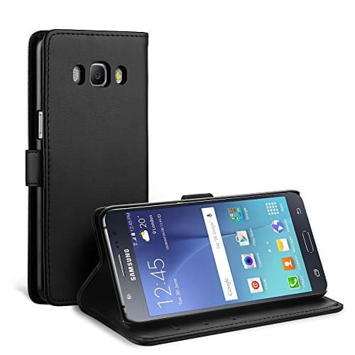 Image of Simpeak Case Compatible with Samsung Galaxy J5 2016, Leather Flip Wallet Case Cover Replacement for Samsung Galaxy J5 2016, [Card Slots][Stand Feature][Magnetic Closure Snap], Black