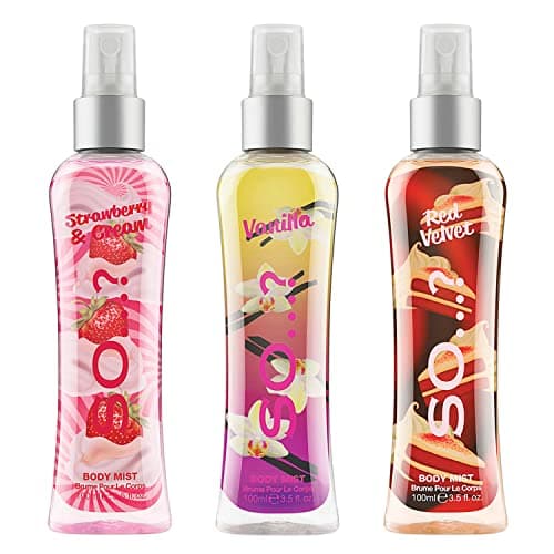 Image of Body Mist by So…? Womens Vanilla, Red Velvet, Strawberries & Cream Body Spray Mixed Fragrance 100ml Bundle (Pack of 3)
