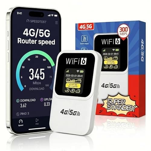 Image of 5G Portable WiFi Router, Wi-Fi 6 Mobile Hotspot, 300Mbps Ultra-Fast Internet, Supports 32 Devices, Travel, Remote Work & Caravan Use