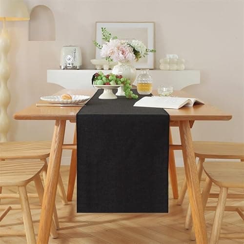 Image of AMFUN Black Waterproof Table Runner, 40x160 cm, Modern Dining Room Decor for Parties