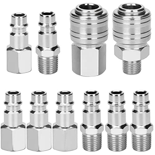 Image of Sukudon 10 pcs Air Line Connectors Euro Airline Hose Compressor Fittings 1/4" BSP Air Coupler and Plug Kit Couplings Connector Male Female