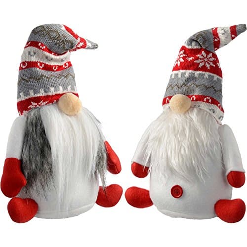 Image of WeRChristmas Sitting Santa Gonks Christmas Decoration, 31 cm - Red/Grey, Set of 2