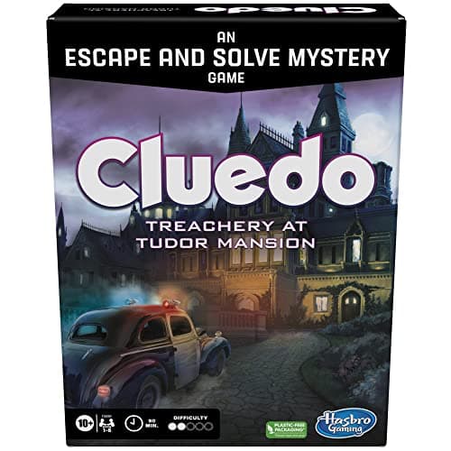 Image of Hasbro Gaming Cluedo Treachery at Tudor Mansion, Escape Room Family Board Game for 1-6 Players, Detective Games for Boys and Girls, Fun Toy