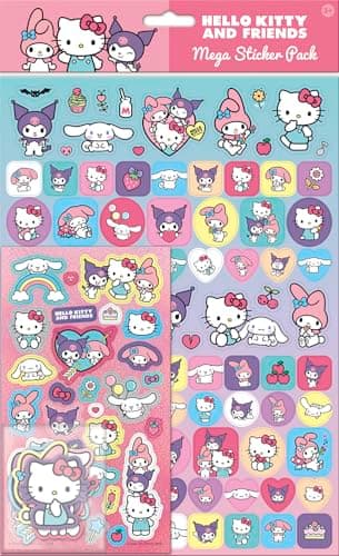 Image of Hello Kitty and Friends Mega Sticker Pack | Three Types of Stickers (110+ Stickers) | Unisex, Age 3+ | Birthday Gifts, Stocking Filler, Art & Craft, Scrapbooking | Reusable on Non-Porous Surfaces