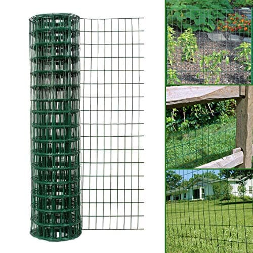 Image of Simpa Multipurpose 1M x 10M - Green PVC Coated Galvanised Steel Wire Garden Fencing Roll – Mesh Hole Spacing 10.16cm x 5.08cm