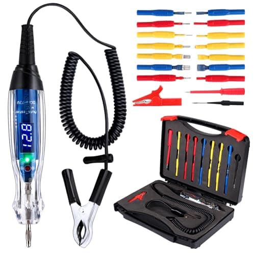 Image of Test Light Probe Kit, 3-72V DC LED Digital Automotive Circuit Tester with Voltmeter, 18 Pieces Multi Function Auto Fuse Voltage Tester Electric Probe Test Kit with Black Carrying Case