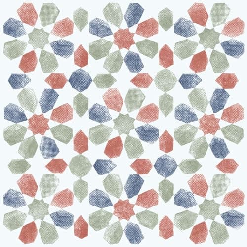 Image of d-c-fix self Adhesive Floor Tiles Spanish Leaves Patterned 11 Pack 30,5 cm x 30,5 cm - Peel and Stick Vinyl Stickers for Bathroom & Kitchen