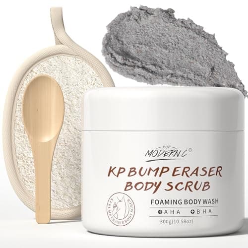 Image of Kp Bump Eraser Body Scrub Exfoliator Exfoliating 300G Body Wash for Keratosis Pilaris Strawberry Legs for Women Men with Salicylic Acid AHA Kp Skin Scrub for Chicken Skin Bikini Butt Area with Loofah