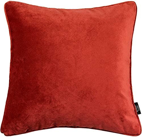 Image of McAlister Textiles Matt Velvet Piped Cushion Covers - Rust Orange 43x43 Cm - 17x17 Inches - Plush Decorative Throw Pillows Machine Washable & Fade Resistant