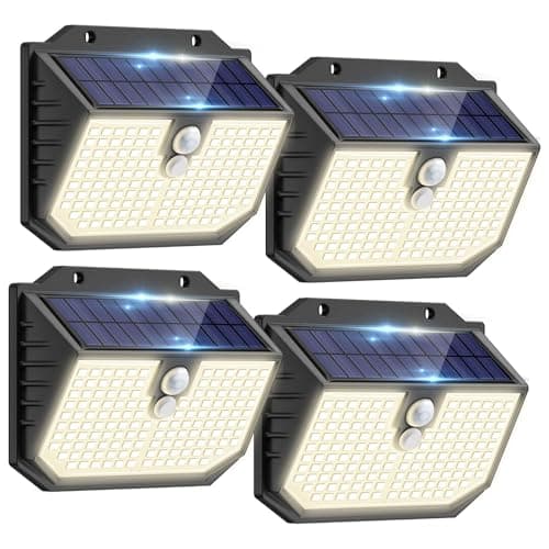 Image of nipify Outdoor Solar Lights,Upgraded 5000K Neutral Solar Security/Wall Light, 3 Modes Motion Sensor and IP65 Waterproof Solar Lights Outdoor Garden for Outside Driveway Porch Garage Backyard (4 Pack)