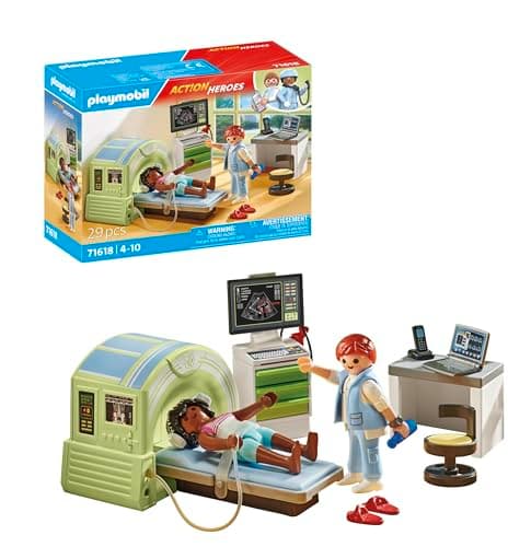 Image of Playmobil 71618 Action Heroes: MRI with patient, realistic examination by the radiologist, made from over 80% recycled and bio-based materials, detailed play sets suitable for children ages 4+