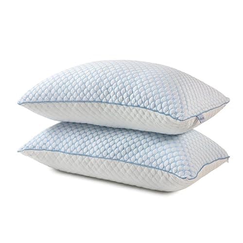 Image of Vencier [2-Pack Queen Size Cooling Memory Foam Pillows – Adjustable Loft Gel Shredded Foam with Washable Bamboo Cover – Hypoallergenic for Side & Back Sleepers (74 x 48 cm)