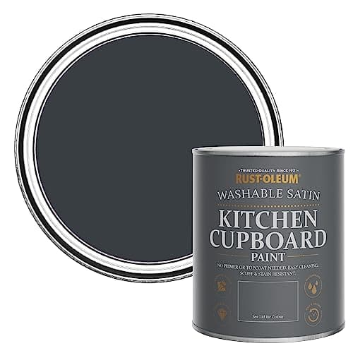 Image of Rust-Oleum Grey Scrubbable Kitchen Cupboard Paint in Satin Finish - Anthracite (RAL 7016) 750ml