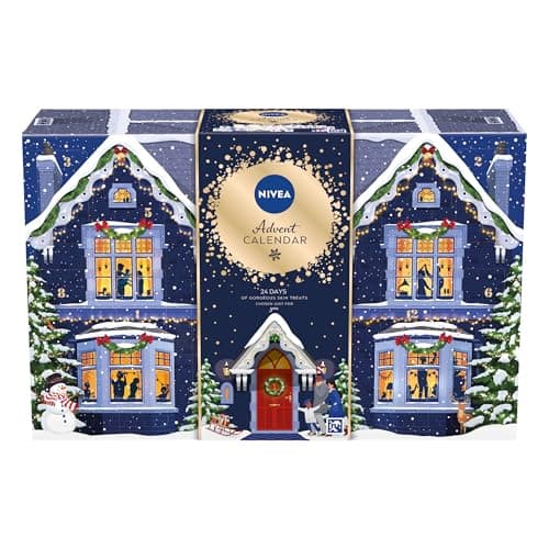 Image of NIVEA Advent Calendar 2024, Women's Gift Set Includes Moisturiser, Face Masks, Lip Balms, Body Cream, Shower Gel, Anti-Perspirant, and More, Complete Skincare Set