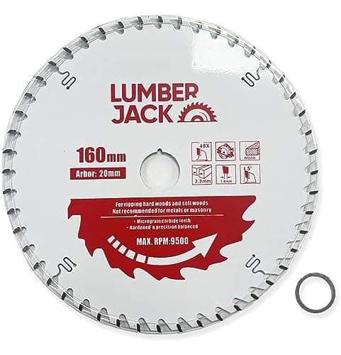 Image of LUMBER JACK 160mm x 20mm x 2.2mm 48 Tooth Circular Saw Blade Fits Festool Plunge saw Track TS55 TSC55, Tungsten Carbide Tipped