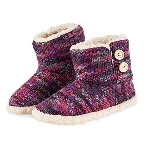 Image of CityComfort Slipper Boots Ladies Knitted Warm Winter Indoor Booties Size 5 6 7 8 (Purple Mix, numeric_3)