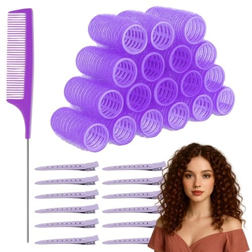 Image of 12 Set Small Hair Rollers with Clips, Self Grip Velcro Rollers for Hair Volume with Comb and Clips, Lightweight DIY Curlers for Women, Salon & Home Styling Tools for Long and Short Hair
