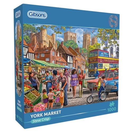 Image of Gibsons York Market 1000 Piece Jigsaw Puzzle for Adults Nostalgic Beautiful Colourful Artwork Sustainable Puzzle Premium 100% Recycled Board | Great Gift
