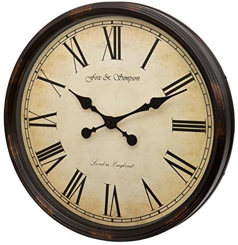 Image of Fox and Simpson Extra Large 50cm / 20-Inch Grand Central Station Wall Clock in Black & Beige