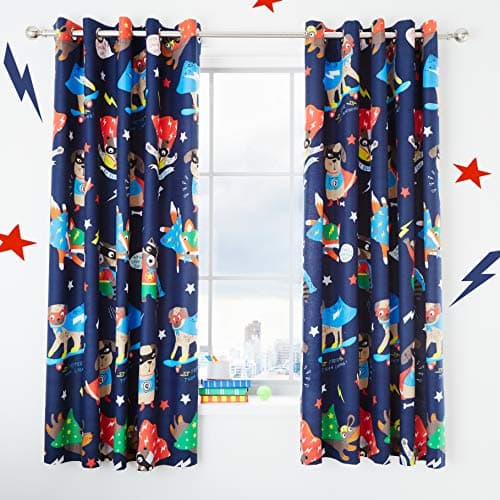Image of Catherine Lansfield Super Dog Easy Care 66x72 inch Eyelet Curtains Navy