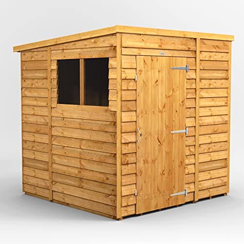 Image of Powersheds High Grade Premium Pent Overlap Wooden Shed with Security Features, Door & Window Flexibility, made from Extra Thick Timber