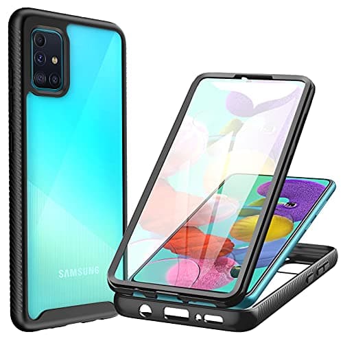 Image of CENHUFO for Samsung Galaxy A71 Case, Built-in Screen Protector Military Grade Shockproof Clear Cover 360° Full Body Protective Rugged Bumper Phone Case for Samsung Galaxy A71 (4G) 6.7 inch -Black