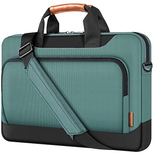 Image of DOMISO 17-17.3 Inch Laptop Shoulder Bag Sleeve Case with Strap Compatible with 17" Computer, 17.3" HP Pavilion 17/MSI GS73VR Stealth Pro/Dell Inspiron 17, Dell/Acer/HP/MSI/ASUS PC Bag,Green