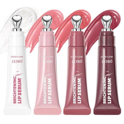 Image of 4PCS Lip Serum Set with Metal Applicator, Hydrating Lip Oil Gloss, Plumping Lip Serum for Fuller Looking Lips, Moisturising Lip Treatment for Dry Lips, High Shine Lip Glow Set