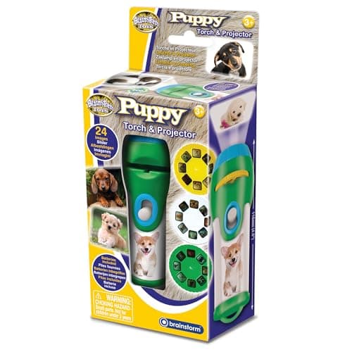 Image of Brainstorm Toys Puppies Stem Torch and Projector – 24 Dog Images, Projects Clear Pictures up to 1 Metre Wide, Interactive Educational Kids Flashlight Toy
