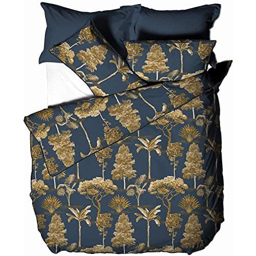 Image of Paoletti Arboretum Pillowcase Set, Blue, 50 x 75cm