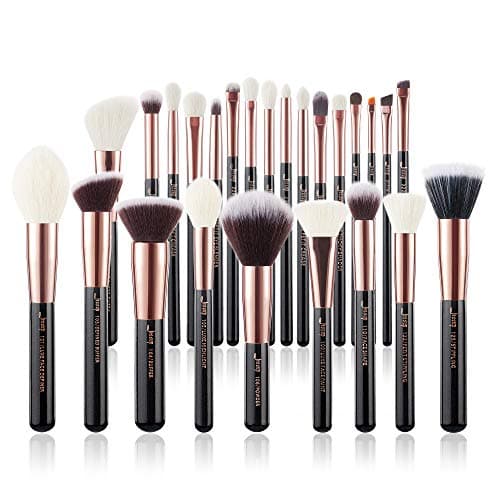Image of Jessup Brand 25pcs Professional Makeup Brush Set Beauty Cosmetic Foundation Powder Blush Eyeshadow Blending Highlighter Natural-Synthetic Hair Brushes (Black/Rose Gold) T155
