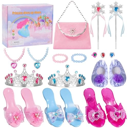 Image of LOYO Princess Shoes, Princess Dress up Set for Girls Aged 3 to 6 Years Old, Princess Toys for Girls Birthday Gifts