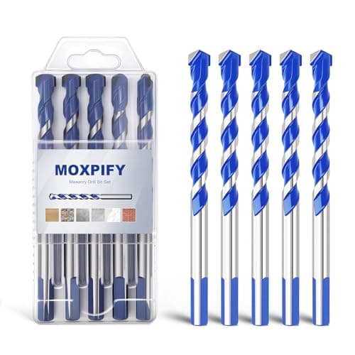 Image of MOXPIFY 5pcs 12mm Masonry Drill Bit 150mm Extra Long, Tungsten Carbide Tip Concrete Drill Bits for Brick Wall Tile Porcelain (12mm x 150mm x 5, Tri. Shank)