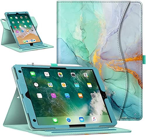 Image of FINTIE Case Compatible with iPad Air 3rd Generation (2019)/iPad Pro 10.5 inch (2017)-[360 Degree Rotating] Smart Protective Stand Cover with Pocket & Pencil Holder, Auto Sleep/Wake, Emerald Marble