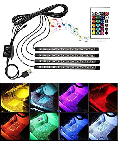 Image of LETRADE Interior Car LED Light Strip Music Sound-activated and Remote Control 4 in1 Waterproof Light Bar RGB Car Atmosphere Lights