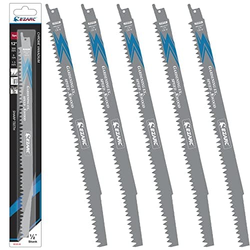 Image of EZARC 5PCS Reciprocating Saw Blades for Wood Cutting Wood Pruning Sawzall Blades 6TPI 300mm