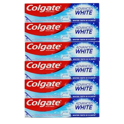Image of 6x100ml Colgate Advanced White Toothpaste, Whiter Teeth in 14 Days - Clinically Proven whitening - Teeth whitening Toothpaste with Micro-Cleansing Crystals - Mint Toothpaste