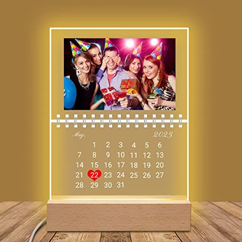 Image of Personalised Acrylic Plaque with Photo Custom Picture Frame LED Lamp for Mother, Friends, Anniversary, Christmas, Gift