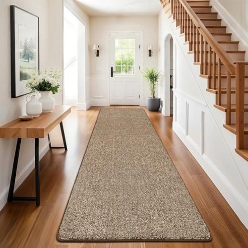 Image of SHACOS Runner Rug for Hallway 60x240cm Carpet Runners Brown Non Slip Washable Long Hall Kitchen Runners Floor Entryway Runner Carpet for Hallway Entrance Kitchen Laundry Room