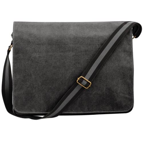 Image of Quadra Vintage Canvas Despatch Bag - 14 Litres (One Size) (Vintage Black)