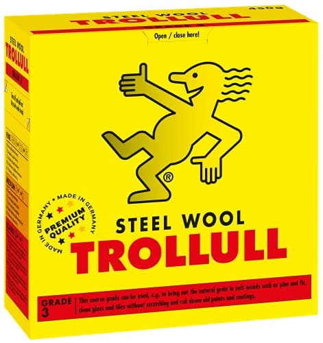 Image of TROLLULL Steel Wool | Wire Wool 450g coarse 3 enhances the natural grain of wood, cleans glass, roughens old varnish or paint