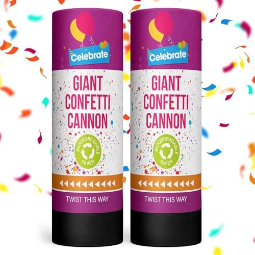 Image of SOL 2pk Confetti Cannons Large - Giant Party Poppers Paper Cannon - Multicolour Papers Mix for Weddings, Birthdays, New Year's Eve, and Celebrations - Safe, Easy to Use, Perfect for Photos and Videos