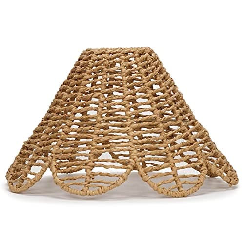 Image of MiniSun | Modern Natural Rattan Flower Scallop Edge Ceiling Light Shade | Pendant Lights, Home Décor & Improvement Essential | Includes 4W Bulb | 31cm Shade Width
