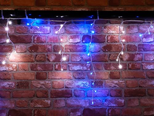 Image of Christmas Concepts® 720 Blue & White LED Snowing Icicle Lights - 23.8m (78ft) Length - Speed Controller - Energy Efficient Christmas Lighting